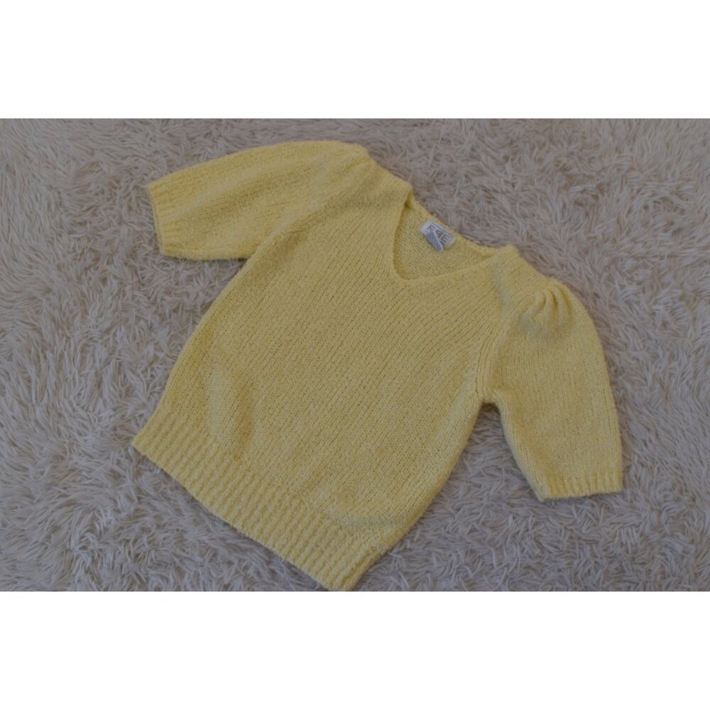 Vintage 80s Acrylic Yellow Knit Blouse size S - Picture 7 of 10